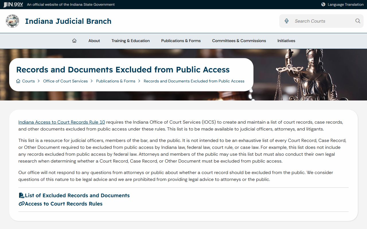 Greene County court dockets excluded records guidance