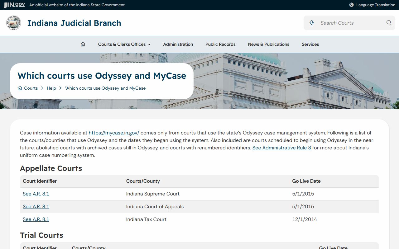 Greene County court dockets Odyssey courts list