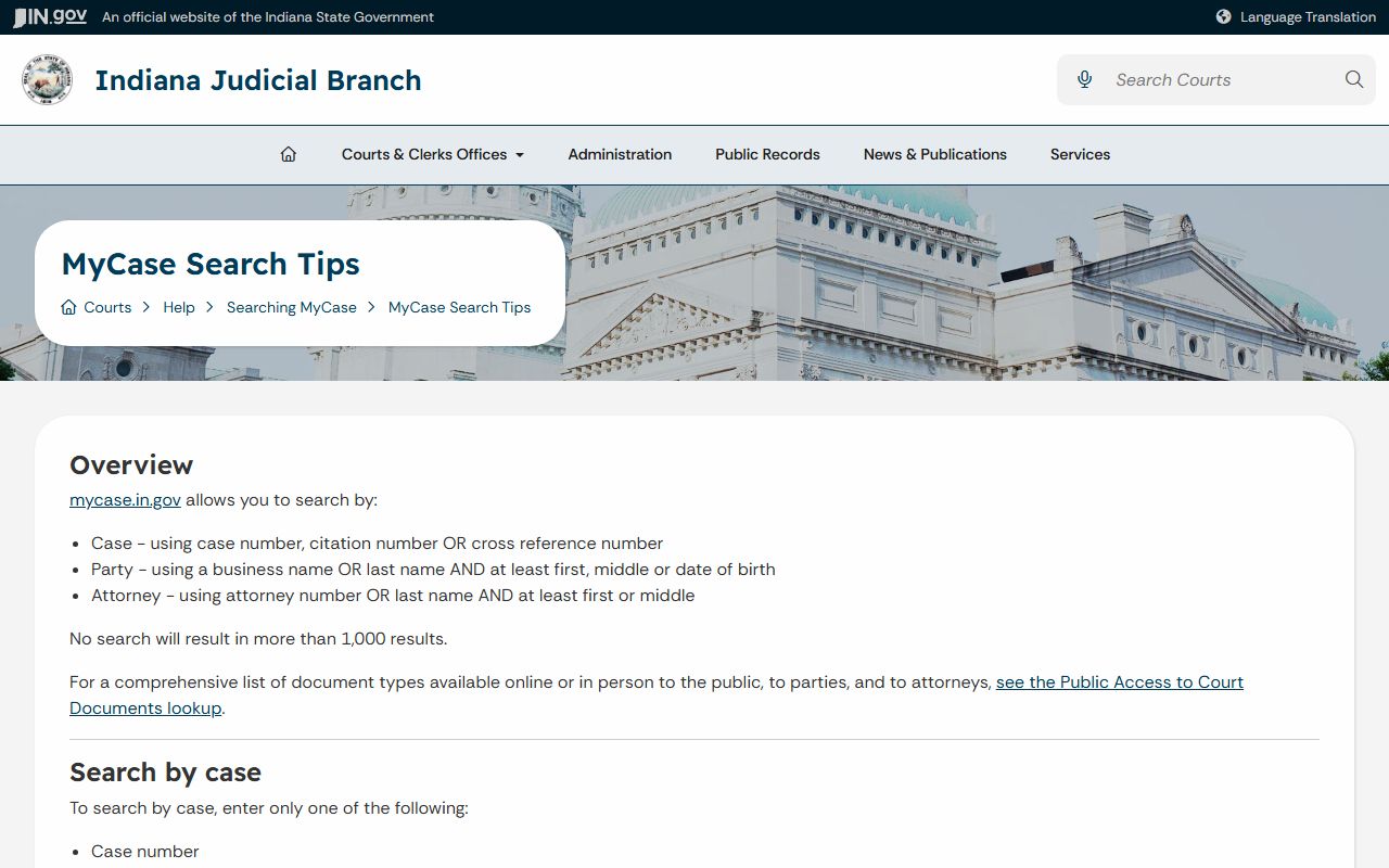 Greene County court records MyCase search tips