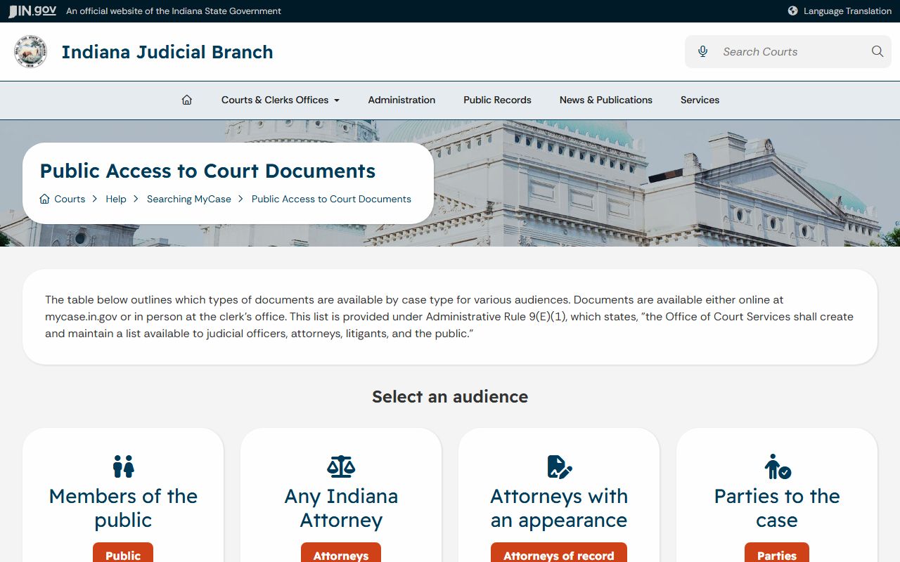 Greene County court records public access table